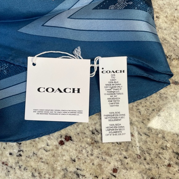 Horse And Carriage Print Silk Diamond Scarf from Coach - Picture 3 of 5